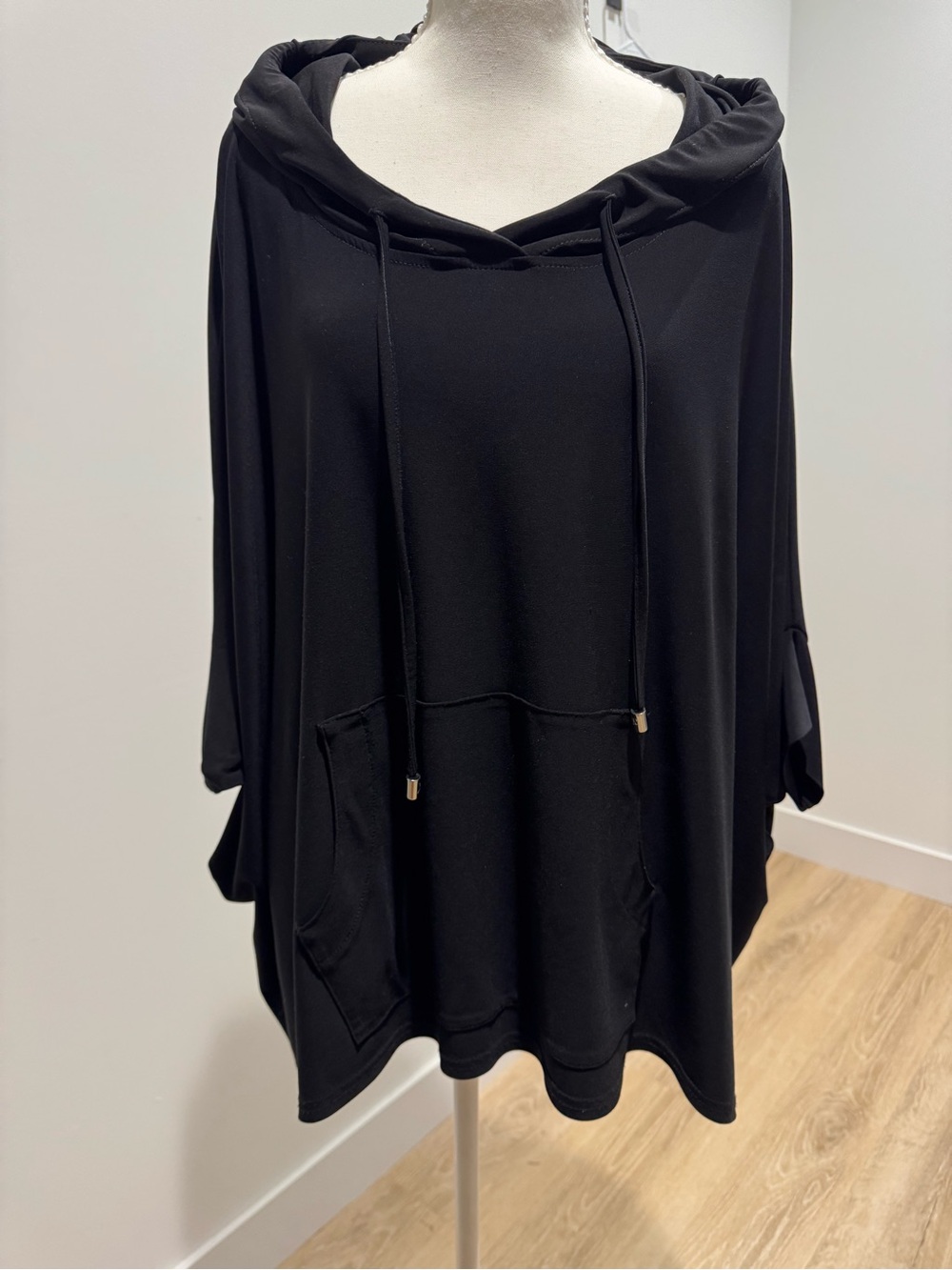 Joseph Ribkoff Black Draped Hooded Top size10 minimalist travel luxury casual